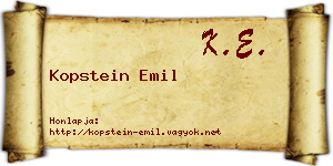 Kopstein Emil névjegykártya